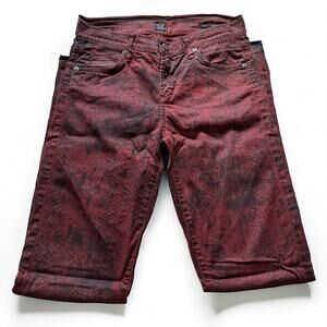 Citizens of Humanity Mandy High Waist Retro Slim Roll Up Jeans in Red Snake